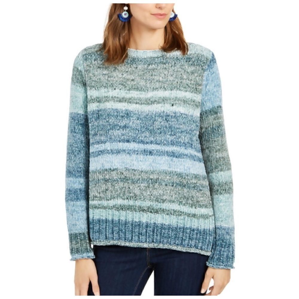 Style & Co. Cozy Soft Striped Knit Crew Neck Sweater Sz S